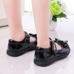1 Pair of Women's Retro Preppy Style Flats - Breathable, Lightweight, Non-Slip Dress Shoes with Hook-and-loop Fastener Closure & Bow Detail - Glossy Black Mary Jane Shoes for Weddings, Parties, and School Events, School Dress Shoes | Retro Fashion Shoes | - Image 4