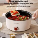 24cm Single-Layer Electric Cooking Pot with Visual Lid - Non-Stick, Multi-Functional, Ideal for Home, Dorm, and Parties, White with Red Accents, Durable PP Material, Plug-In Electric Stove, Dorm Cooking Pot | Modern Kitchenware | Durable Cookwar