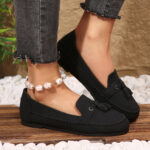 Women'S Casual Loafers - Lightweight, Non-Slip Sole, Comfort Fit, Synthetic Cover Slip-On Shoes with Decorative Bow | Classic Design, All-Season Wear