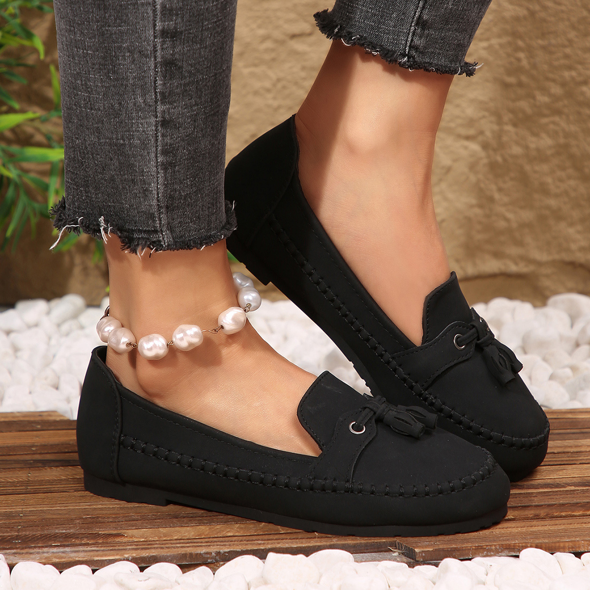 1fe1fb3f8a5e4fc19cc62253a24c72fc-goods-1.jpeg Women'S Casual Loafers - Lightweight, Non-Slip Sole, Comfort Fit, Synthetic Cover Slip-On Shoes with Decorative Bow | Classic Design, All-Season Wear - Image 1