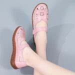 Genuine Leather Sandals For Women, Soft Sole Comfort, Cut-Out Design, Casual Footwear, Breathable Shoe - Image 9