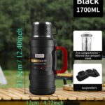 ⁦1 Large Capacity Insulated Kettle, Insulated Bucket, Insulated Cooler, Coffee Pot, Travel Kettle with Handle 316 Stainless Steel Outdoor Car Sports Double-Layer Kettle/Suitable for Outdoor Travel, Camping/Ramadan Gift⁩ - الصورة ⁦7⁩