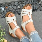 Women's Comfortable Brown Faux Cover Wedge Sandals with Adjustable Buckle Straps, Open Toe Design, and Arch Support for Casual Summer Wear, Garden Relaxation Shoes | Buckle Closure Sandals | Durable Pu Sole - Image 7