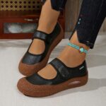 Stylish Versatile Casual Shoes New Women's Flats Soft Sole Comfortable Round Toe Slip-Ons Magic Strap Ladies' Footwear