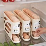3-Tier Rolling Egg Storage Container for Refrigerator - Holds 24 Eggs, Space-Saving Side Door Organizer with Durable Plastic Design, Large Capacity Kitchen & Fridge Storage Supplies, Sleek Glossy Finish, Easygrip Handle - Image 2