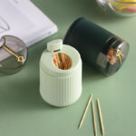 ⁦Automatic Pop-Up Toothpick Holder – Easy Press, Convenient Home & Restaurant Use, Green Plastic with Golden Accents, Transparent Lid, Stylish and Functional Toothpick Dispenser⁩ - الصورة ⁦9⁩
