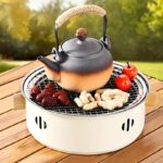 ⁦Portable Barbecue Charcoal Stove Split Barbecue Stove Round Non-Stick BBQ Rack for Outdoor Camping (Without Carbon)⁩ - الصورة ⁦2⁩