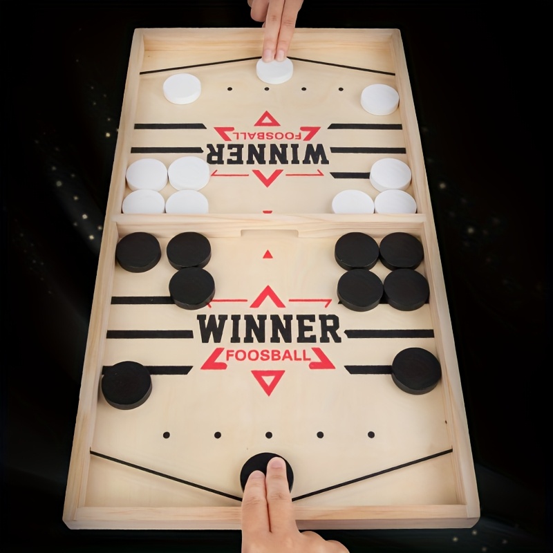 2319dbdf-b8ec-42c2-9bb0-5dbb750c740b.jpg Fast Sling Puck Game - Classic Wooden Tabletop Board Game for Two Players, Family-Friendly Interactive Desktop Strategy Game with High-Elasticity Foam Pieces, Ideal for Parties and Family Gatherings, Educational Toy | Classic Design | Wooden Elements, Gam - الصورة 1