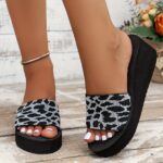 Fashionable Leopard Print Slip-On Sandals - Women's Casual Indoor Shoes with EVA Sole and Fabric Upper