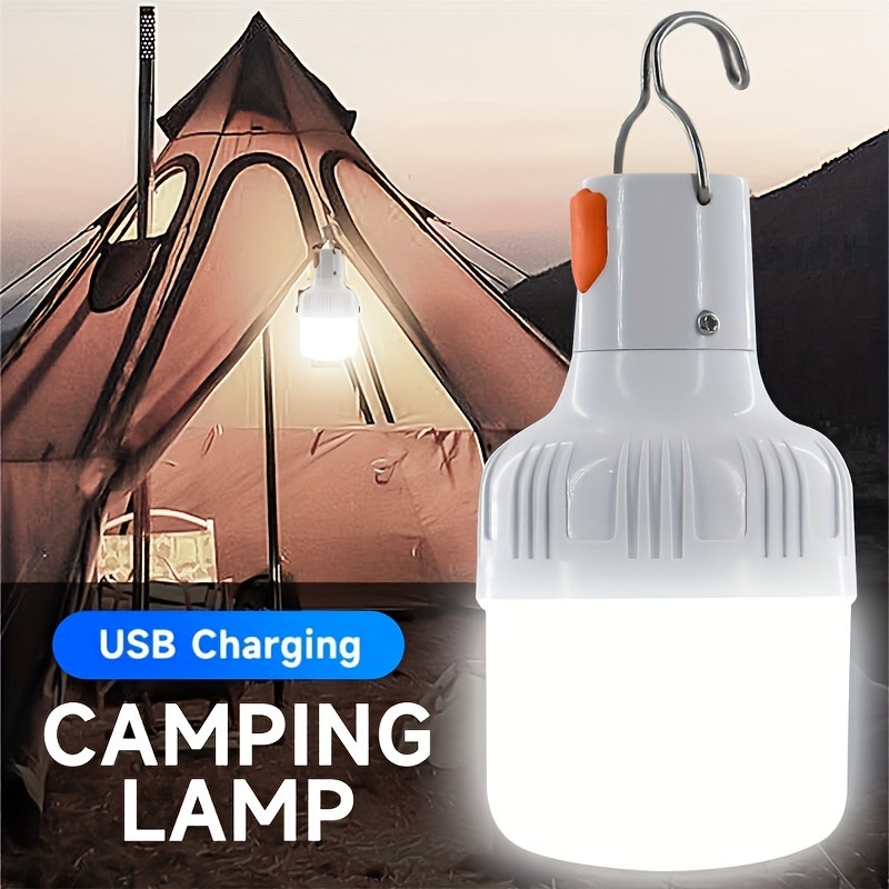 237ed2d4-5547-47b2-a6a9-798c8c9a1dc5.jpg Rechargeable LED Camping Lantern, USB Charging Dimmable Wall Mount Flashlight with Push Button Control, Portable Emergency Outdoor Light with Hook for Adventure, Fishing, ABS Plastic, ≤36V - Image 1