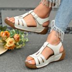 Women's Comfortable Brown Faux Cover Wedge Sandals with Adjustable Buckle Straps, Open Toe Design, and Arch Support for Casual Summer Wear, Garden Relaxation Shoes | Buckle Closure Sandals | Durable Pu Sole - Image 5
