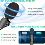 2pcs AMOSIJOY Wireless Lavalier Microphone System with 7.44meter Range, 5 Hours Playtime, Noise Cancellation, USB Charging, Rechargeable Polymer Battery - Ideal for Vlogging & Online Content Creation, Vlogging Equipment | Omnidirectional Microphone | Rech - Image 5
