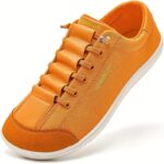 ⁦HOBIBEAR Unisex Slip-On Sneakers - Minimalist Geometric Design, Wide Toe Box & Breathable, Lightweight Rubber Sole with Shock-Absorbing Insole, Anti-Slip Casual Shoes for Walking & Casual Attire (White/Red, Orange, Grey-Green), Allseason Footwear, Stylish⁩ - الصورة ⁦12⁩