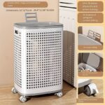 Rolling Laundry Basket with Wheels - Ventilated Plastic Hamper with Lid, Ideal for Clothes, Towels, and Toys - Portable Storage Solution for Dorms, Bedrooms, and Bathrooms, Laundry Room Accessories, Can Be Used in 4 Scenes - Image 6