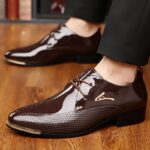 Plus Size Men's Plain Toe Classic Derby Shoes, Comfy Non Slip Lace Up Durable Rubber Sole Dress Shoes, Men's Business Occasion Shoes - Image 10