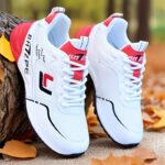 Men's Lightweight Breathable Mesh Running Shoes - White Low-Top Sneakers with Striped Design, EVA Cushion & Rubber Sole for All-Season Training, Gym, Casual Wear - Image 9