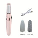 USB Rechargeable Electric Foot Pedicure Tool - Sleek White with Golden Accents, Dual Roller Heads for Smooth Feet, Portable Dead Skin & Callus Remover, 500mAh Lithium Battery, Home Spa Experience, Foot Smoothing Tool|Ergonomic Design|LED Display Feature - Image 4