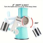 Multifunctional 3-in-1 Easy-to-Use Manual Cheese and Vegetable Potato Grater with Handle - Made of Durable Plastic, Rustproof, Easy to Clean, Perfect for Kitchen, Camping, and RV Use - Includes 3 Interchangeable Shaving Blades - Image 2