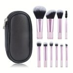 10pcs Mini Makeup Brush Set With Storage Bag, Portable Travel Supplies, Loose Powder Brush Contour Brush Eyeshadow Brush Eyebrow Brush Concealer Brush Kit, Professional Makeup Brushes Essential Cosmetics Ideal Gift - Image 3