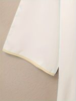 Men's Arabian Kaftan Dress - White Embroidered V-Neck Short Sleeve Robe with Golden Trim, Casual Polyester Maxi Jalabiya for Middle Eastern Style, Gift for Eld, Gift for Ramadan - Image 3