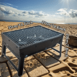 ⁦Portable Folding Charcoal Grill - Durable Stainless Steel, Ideal for Outdoor Camping, Hiking & Picnics, Food-Safe Design, Easy Storage with No Assembly Required, Outdoor Cooking Gear|Sturdy Construction|Portable Gril⁩ - الصورة ⁦3⁩