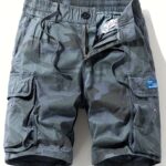 Men's Camo Cargo Shorts with Multiple Pockets - Cotton Blend, Casual Outdoor & Hiking Wear - Image 15