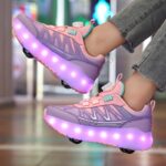 Children's pulley shoes for girls rechargeable glowing four-wheel removable sneakers with wheels - Image 5