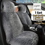 Luxury Plush Car Seat Covers - Thick Soft Faux Fox Fur 3pcs Front Single Seat Cushion Set with Back Storage Bag - Universal Fit Winter Warm Car Seat Protector for Driver and Passenger, Automotive Seat Pad, Winter Car Accessory | Plush Texture | Knit Fabri - Image 8