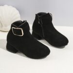 ⁦Trendy Elegant High-heeled Boots With Zipper For Girls, Lightweight Non Slip Boots For Indoor Outdoor Travel, Spring And Autumn⁩ - الصورة ⁦9⁩