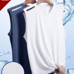 2pcs Men'S Sports Tank Tops - Breathable, Comfortable, Quick-Dry, Round Neck, Sleeveless Basketball Training Vests, Large Size, Solid Color Base, Knit Fabric with Applique Detail, Summer Sportswear, Sports Apparel | Round Neck Tank Top | Knit Construction