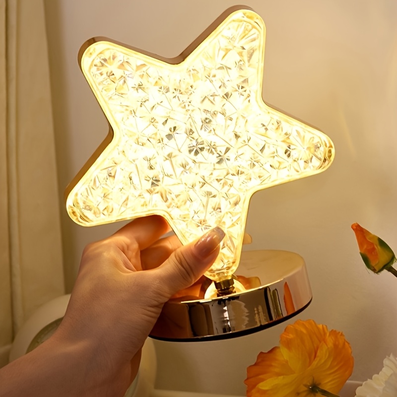 2ccdb594-9e98-40e0-bd96-6b6a42e1783c.jpg 1pc Star Moon USB Light, Compatible with Laptop, USB Interface Electronic Lamp, Computer Accessories, USB Gadgets, Dimmable Crystal Star Lamp, 3 Colors Changging Bedroom Touch Lamp - Image 1