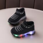2025 New Fashionable Light Up Sneakers for Boys and Girls - Slip-Resistant Brown Geometric Walking Shoes with Cute Patterns for Toddlers and Infants - Image 5