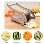 Ultra-Sharp Stainless Steel 4-in-1 Vegetable Slicer & French Fry Cutter - Multi-Functional Kitchen Tool for Potatoes, Carrots, Cucumbers, Onions - Durable Food Prep Gadget for Safe & Efficient Meal Prep, Ergonomic Design, Sleek Metallic Finish, Robust Con - Image 4