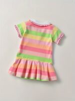 Girls' Summer New Striped Rabbit Embroidery Short Sleeve Dress - Image 4