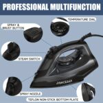 ⁦PANCERKA 1pc Electric Steam Iron Designed for Garments Featuring a Self-Cleaning Teflon Non-Stick Soleplate, 1600W Power, Automatic Shutoff, And Anti-Drip Functionality Suitable for Various Fabrics Including, Wool, Polyester, Silk, Linen, And Nylon.⁩ - الصورة ⁦5⁩