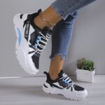 Women's Colorblock Casual Sneakers, Lace Up Comfy Soft Sole Platform Shoes, Lightweight Low-top Daily Shoes plus size - Image 9