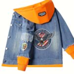 Cartoon Eagle Anime Hooded Denim Jacket for Truck Driver Cosplay, Denim Sweatshirt. - Image 14