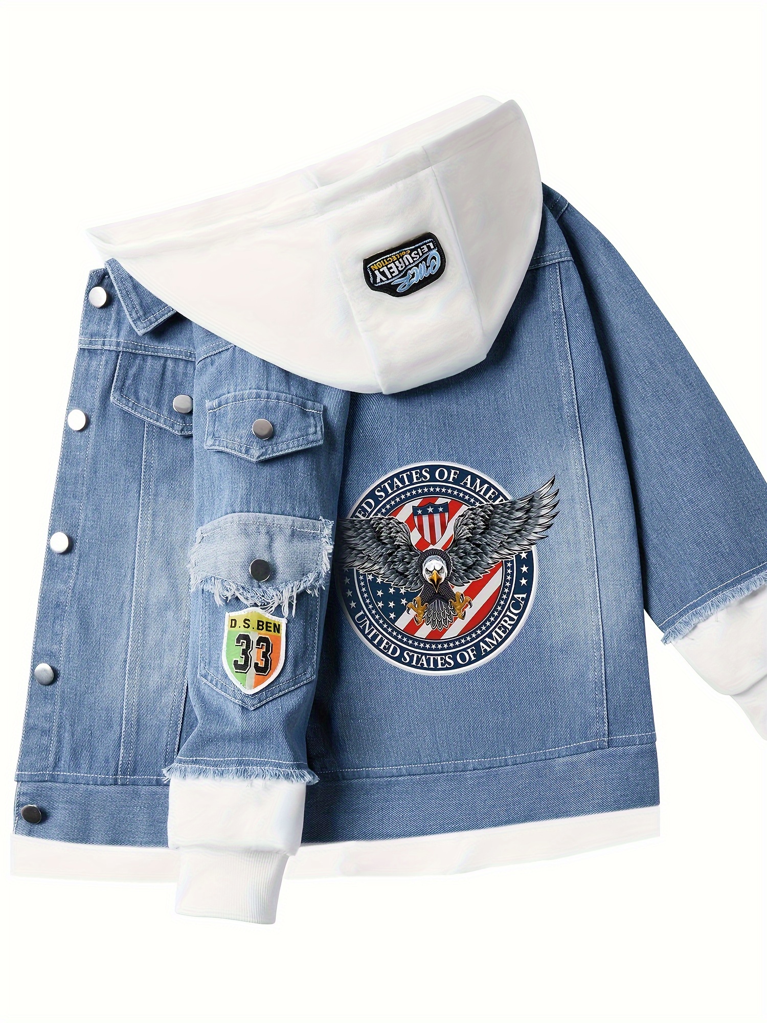 2fb7f8c7-7a74-423c-b0f8-3c177c74599a.jpg Cartoon Eagle Anime Hooded Denim Jacket for Truck Driver Cosplay, Denim Sweatshirt. - Image 1