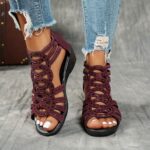⁦Elegant Women'S Strappy Sandals with Rhinestone Detailing, Lightweight Comfortable EVA Material, Open Toe Design with Ankle Strap, Summer Fashion Shoes|Elegant Strappy Sandals|EVA Construction, Strappy Sandals⁩ - الصورة ⁦10⁩