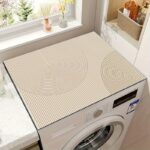 [Anti-Slip Protector] 1pc Anti-Slip Quick-Dry Modern Geometric Stripe Washer & Dryer Lid Protector Mat | Cream Highly Absorbent Top Cover for Laundry Appliances, Durable Non-Slip Surface & Decorative Design, Appliance Surface Guard, Washing Machine C - Image 2