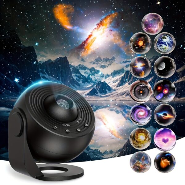 2025 New Model 4K HD Globe Projector PRO - 13-in-1 Planetarium Star Projector with Adjustable USB-Powered Night Light, Geometric Patterns & Brushed Metal Finish for Bedroom, Party, Game Room, Home Decor (White/Black), Galaxy Projector for Bedroom, Party L
