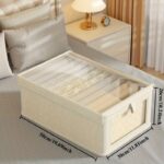 ⁦4pcs Large Capacity Waterproof Oxford Cloth Storage Box with Clear View Window - Modern Flip-Top Design for Clothes, Underwear, Quilts & Home Organization, Multi-Functional Under-Bed & Wardrobe Storage System, Vintage Style Organizer, Durable Fabric Boxes⁩ - الصورة ⁦8⁩