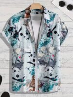 Men's Trendy Hawaiian Shirt With Fancy Palm Tree Prints For Summer Beach, Pool And Vacation - Image 3