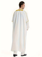 1pc Arabic Thobe Kandoorah Robe for Men - Traditional Muslim Scholar Gown with Striped Pattern & Golden Trim, Loose Fit for Height 168-185cm, All-Season Hand Washable Religious & Formal Attire, Muslim Dress, Cultural Attire, Detailed Trim Design, Chinese - Image 7