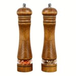 2pcs Wooden Salt and Pepper Grinder Set, Classic Manual Salt Mill with Refillable Pepper Grinder, Acrylic Viewing Window, Adjustable Coarseness - Perfect for Grilling, Picnics, Camping, Kitchen Accessories - Image 6