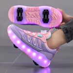 Children's pulley shoes for girls rechargeable glowing four-wheel removable sneakers with wheels - Image 3
