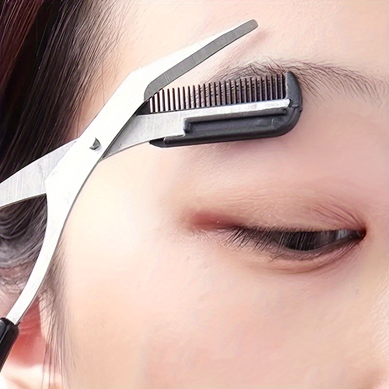 366b192b-4d0d-472c-b6a2-a3a42f815347.jpg Eyebrow Scissors With Comb, Stainless Steel Scissors, Safety Eyebrow Makeup Scissors - Image 1
