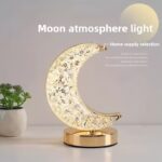 ⁦1pc Star Moon USB Light, Compatible with Laptop, USB Interface Electronic Lamp, Computer Accessories, USB Gadgets, Dimmable Crystal Star Lamp, 3 Colors Changging Bedroom Touch Lamp⁩ - الصورة ⁦9⁩