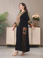 ⁦Oriental Embroidered Arab Plus Size Women's Elegant Dress JALABIA Round Neck Traditional Ethnic Style 2025 Spring Summer. RAMADAN Ramadan, Eid al Adha Eid Al-Adha⁩ - الصورة ⁦10⁩
