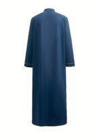 Men'S Elegant White Abaya with Golden Stripe Embroidery - Long Sleeve, Stand Collar, Loose Fit, All-Season Traditional Middle Eastern Attire for Ramadan & Al-Adha, Musli - Image 8